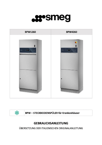 SMEG Bedienungsanleitung Steckbeckenspüler BPW