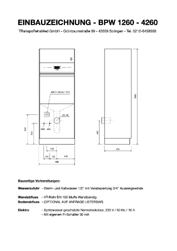 Einbauzeichnung SMEG Steckbeckenspüler BPW