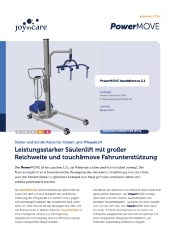 Prospekt Elektro Gurtlifter Power Move mit intelligentem Fahrantrieb