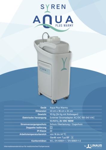 Datenblatt Linaus Syren Aqua Plus Warmy, hydromolekulares Duschsystem