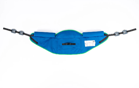 Aussenansicht Aktiv Korsett-Rückengurt gepolster Polyester Blau für Aufrichtlifter