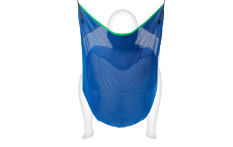 Rückansicht Standardgurt ohne Streben Polyester Netz Blau Clipaufnahme