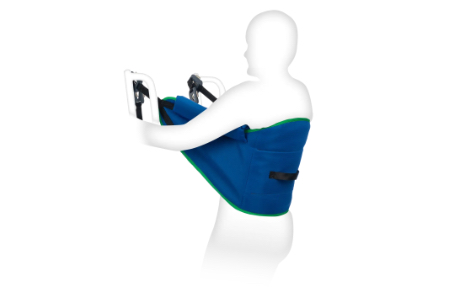 Seitenansicht Aktiv Korsett-Rückengurt gepolster Polyester Blau für Aufrichtlifter