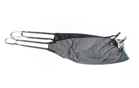 Draufsicht gefaltet Komfort Aufenthaltsgurt ohne Rückenstützen Polyester Farbe grau mit Schlaufenaufnahme