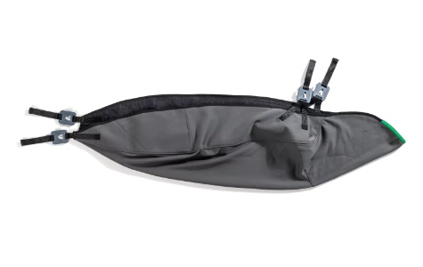 Draufsicht Gefaltet Delphin In Situ Gurt aus Bambus schwarz mit Clipaufnahme