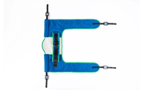 Draufsicht Innen Toilettengurt aus Polyester Farbe blau mit Clipaufnahme