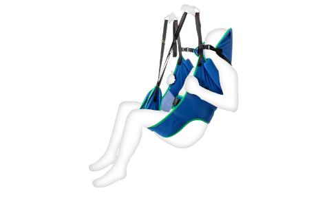 Toilettengurt mit Kopfstütze aus Polyester Farbe blau mit Schlaufenaufnahme