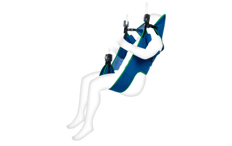 Toilettengurt mit Kopfstütze aus Polyester Farbe blau mit Clipaufnahme